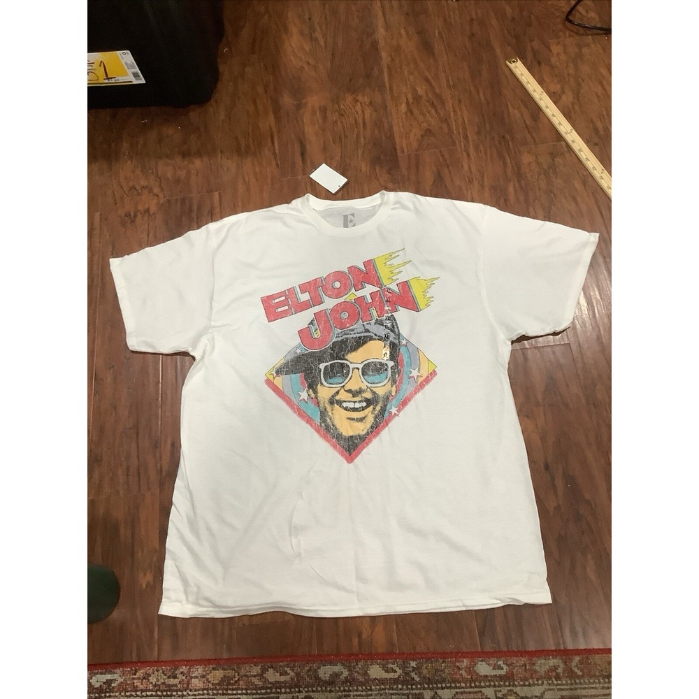 Elton John Shirt XL White British Singer Pianist Music Icon Merchandise